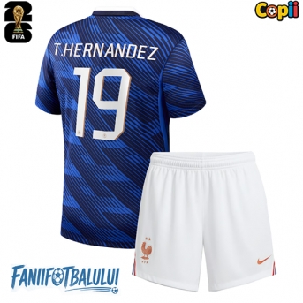 Franța Theo Hernandez #19 Echipament de Fotbal Replică Mondial 2026 Copii Acasa (+ Șorturi)